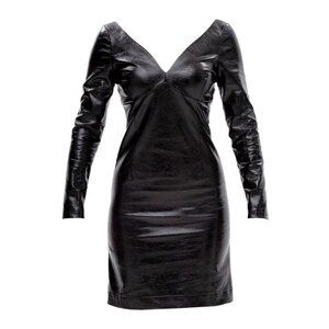 Wolf & Badger Maison Bogomil Black Noir Muse Eco Leather Dress NEW Size Large